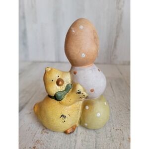 Vintage Easter chick egg stack unique figure home decor spring polka dot